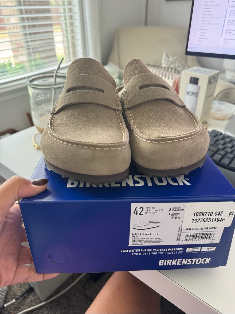 Birkenstock Naples Wrapped Suede Loafers - Taupe